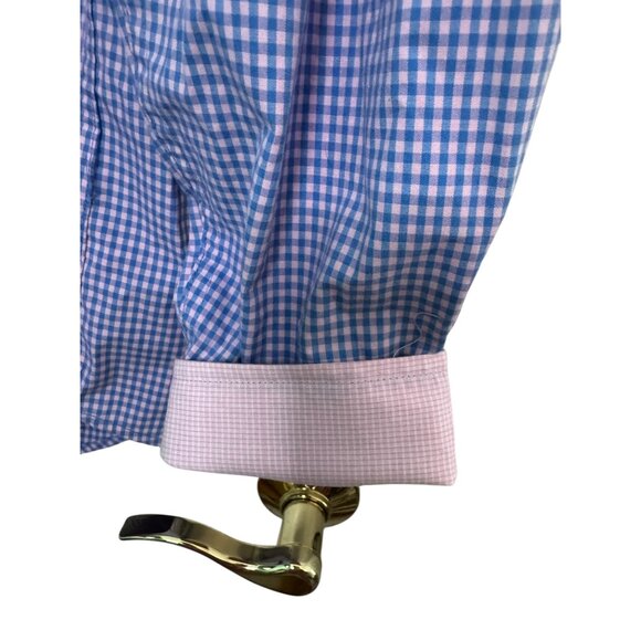 Izod Mens Long Sleeve Button-Down Shirt Blue & Pink Gingham Check XL - Picture 6 of 7